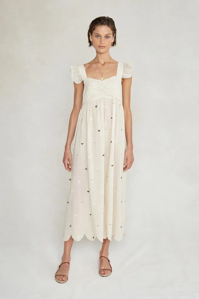 Chan Luu Amelia Dress Antique White Women Dresses