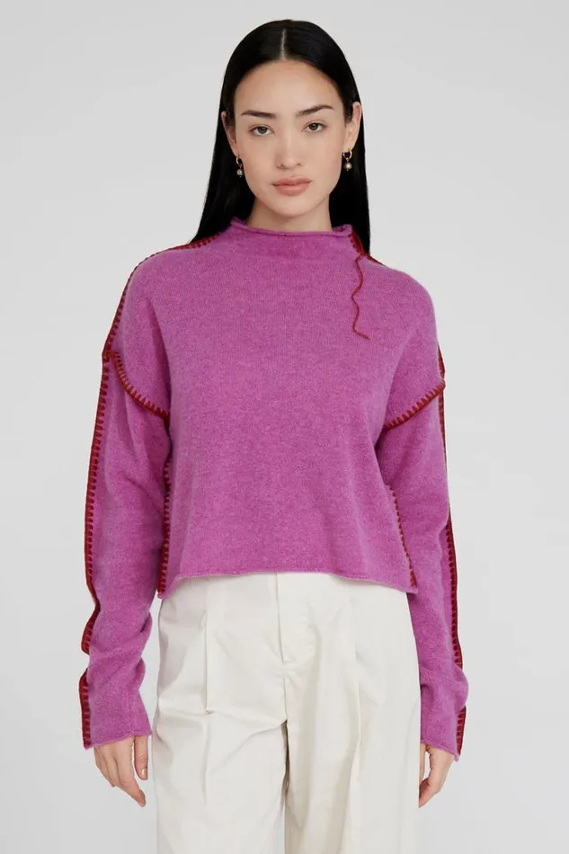 Chan Luu Annie Cashmere Cropped Sweater Violet Women Knitwear
