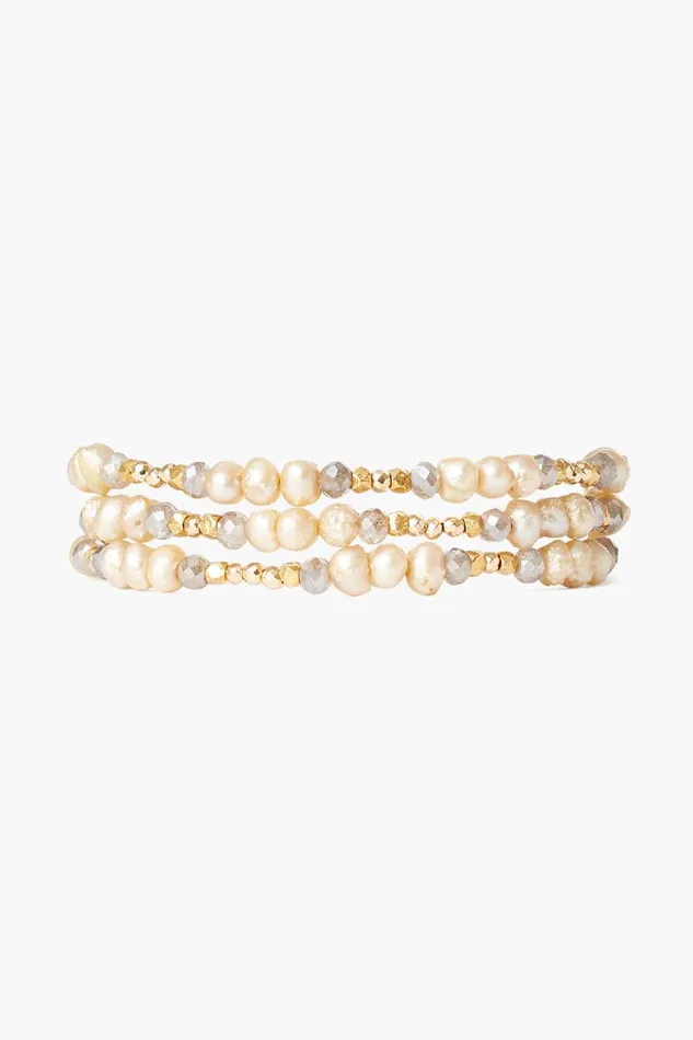 Chan Luu Antica Triple Naked Wrap Bracelet Champagne Pearl Women Bracelets