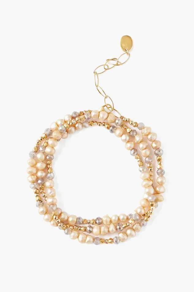 Chan Luu Antica Triple Naked Wrap Bracelet Champagne Pearl Women Bracelets