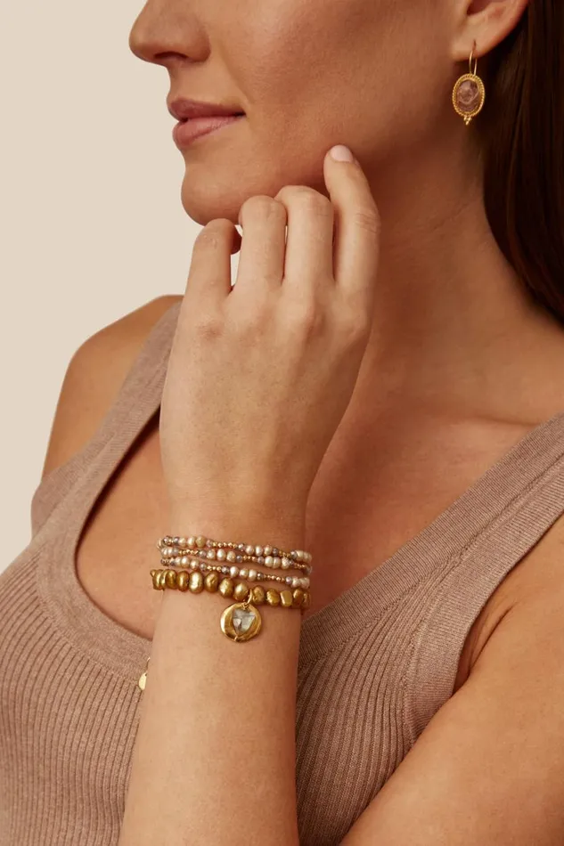Chan Luu Antica Triple Naked Wrap Bracelet Champagne Pearl Women Bracelets