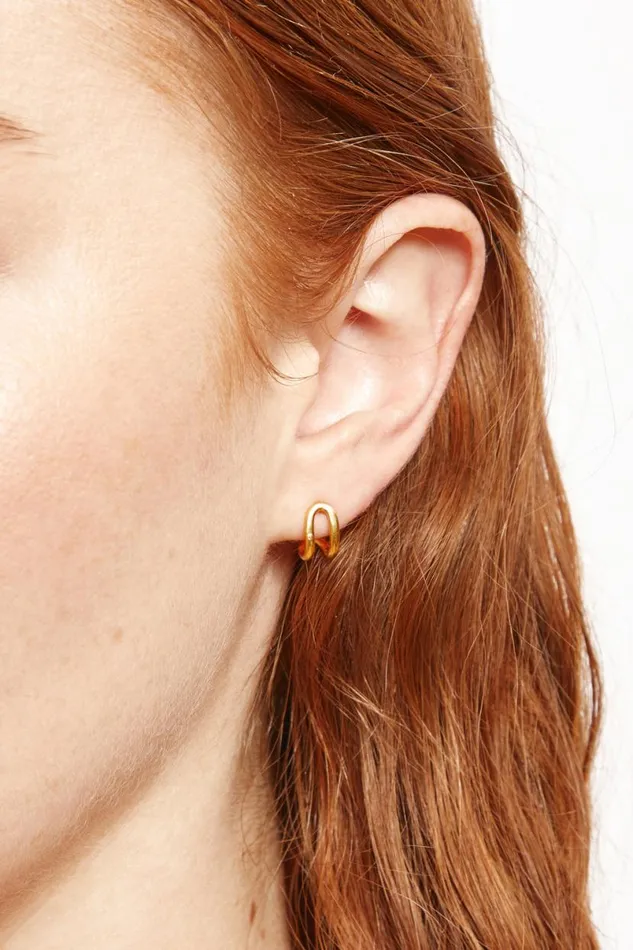 Chan Luu Arc Huggies Yellow Gold Women Earrings