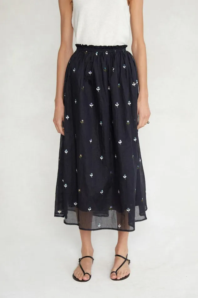 Chan Luu Caroline Ballet Skirt Black Floral Women Bottoms