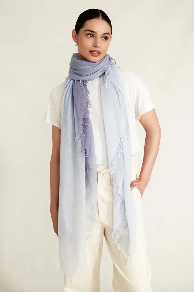 Chan Luu Cashmere And Silk Scarf Blue Granite Dip Dyed Women Scarves