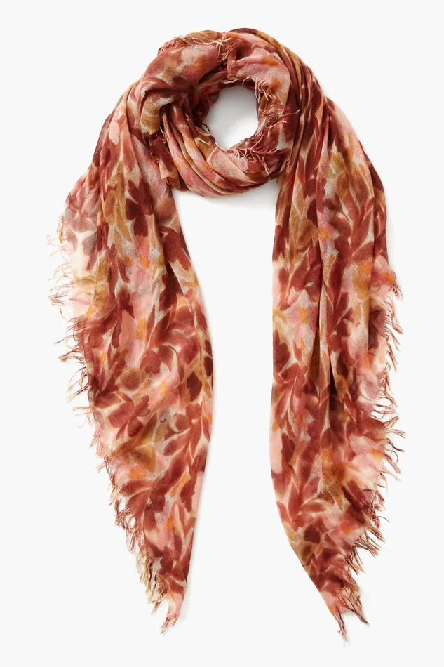 Chan Luu Cashmere And Silk Scarf Dusty Rose Floral Women Scarves
