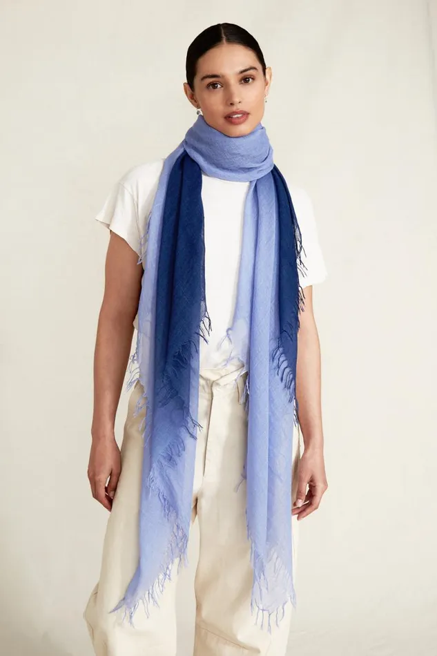 Chan Luu Cashmere And Silk Scarf Estate Blue Dip Dyed Women Scarves
