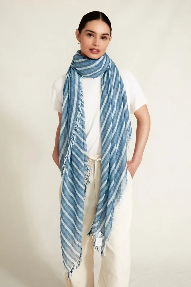 Chan Luu Cashmere And Silk Scarf Estate Blue Linea Women Scarves