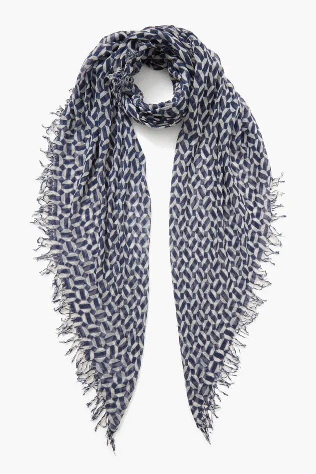 Chan Luu Cashmere And Silk Scarf Estate Blue Tile Women Scarves