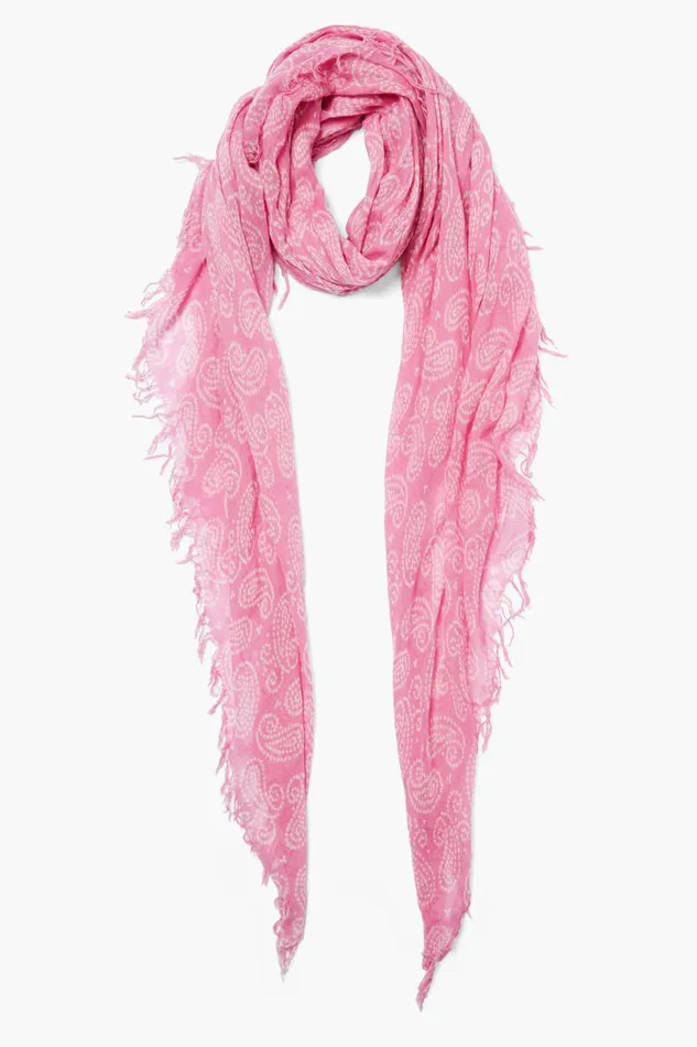 Chan Luu Cashmere And Silk Scarf Fuchsia Dotted Paisley Women Scarves