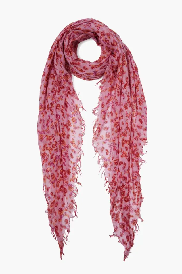 Chan Luu Cashmere And Silk Scarf Fuchsia Pink Paisley Women Scarves