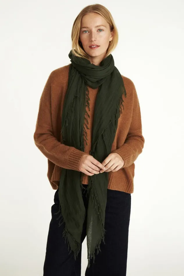 Chan Luu Cashmere And Silk Scarf Kombu Green Women Scarves