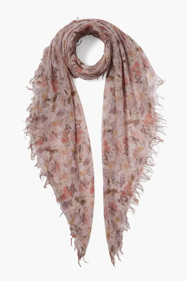 Chan Luu Cashmere And Silk Scarf Mauve Chalk Floral Women Scarves