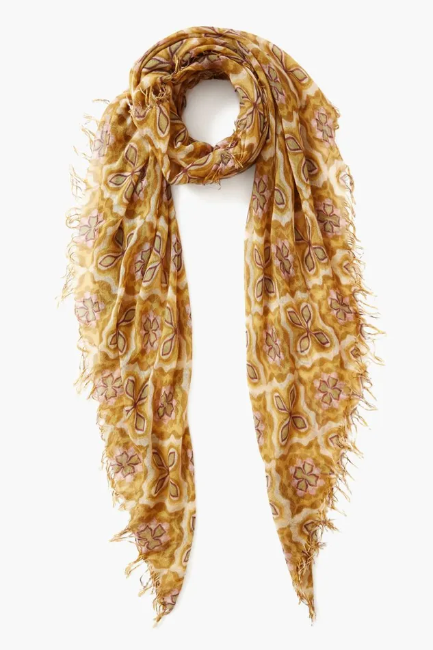 Chan Luu Cashmere And Silk Scarf Mineral Yellow Crux Women Scarves