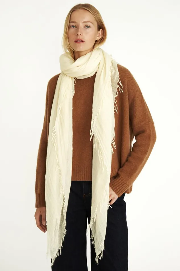 Chan Luu Cashmere And Silk Scarf Pale Yellow Women Scarves
