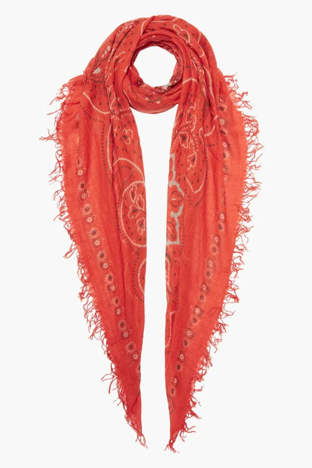 Chan Luu Cashmere And Silk Scarf Red Mandala Women Scarves