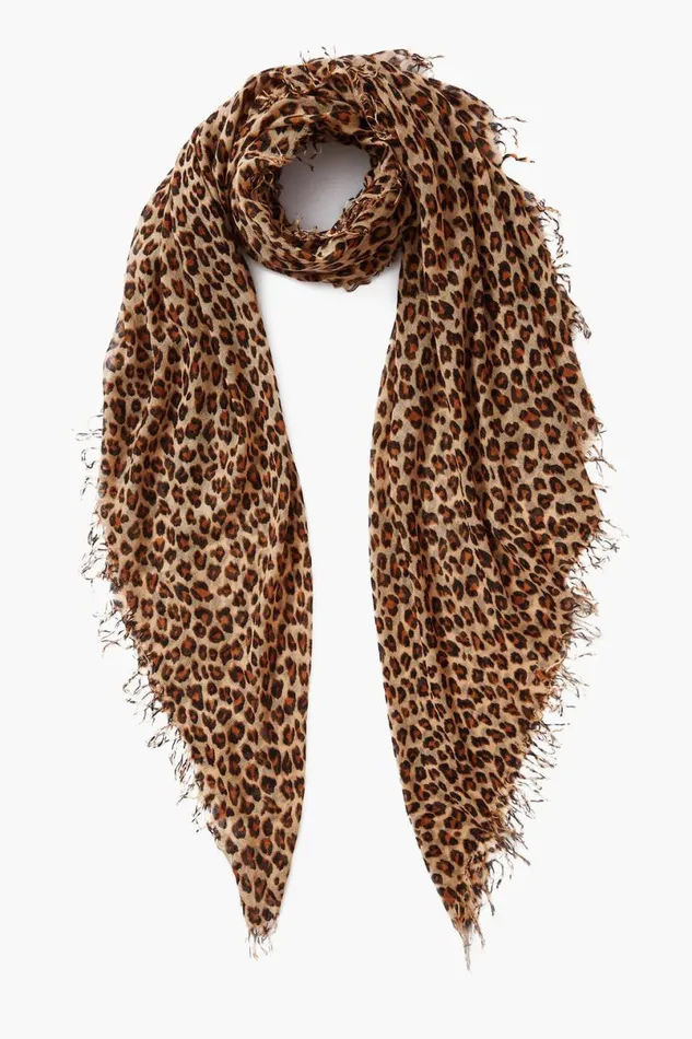 Chan Luu Cashmere And Silk Scarf Roasted Pecan Leopard Women Scarves