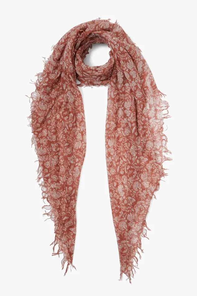 Chan Luu Cashmere And Silk Scarf Sequoia Dahlia Floral Women Scarves