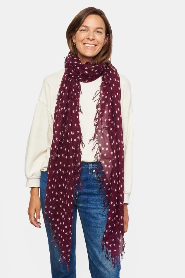 Chan Luu Cashmere And Silk Scarf Tawny Port Star Women Scarves