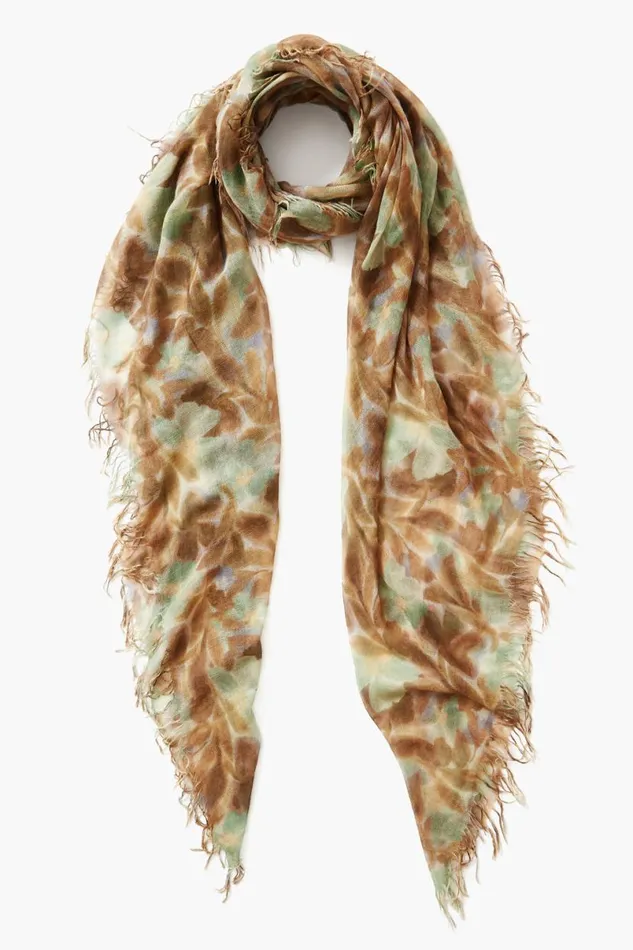 Chan Luu Cashmere And Silk Scarf Turquoise Floral Women Scarves
