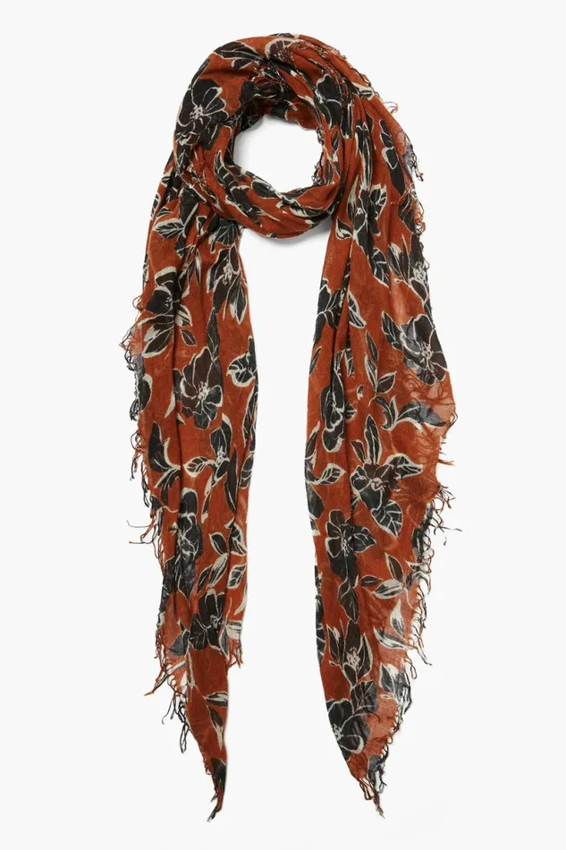 Chan Luu Cashmere And Silk Scarf Umber Floral Women Scarves