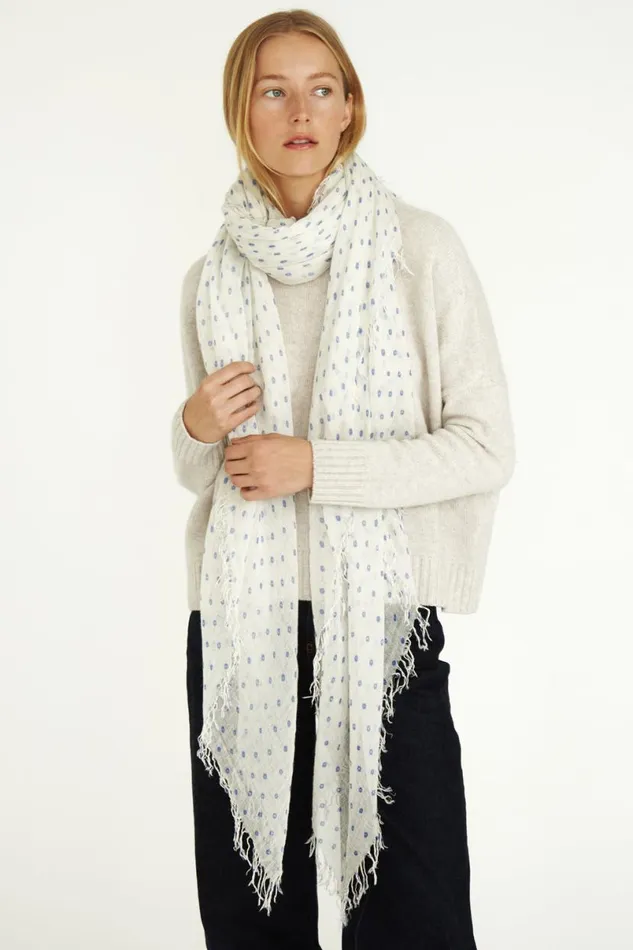 Chan Luu Cashmere And Silk Scarf Wedgewood Dot Women Scarves