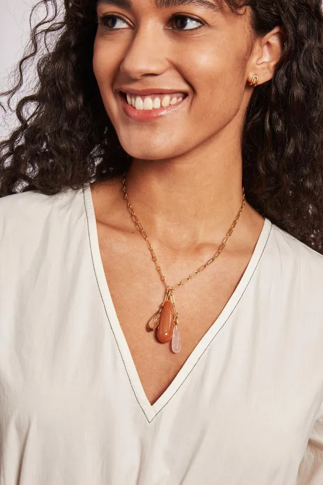 Chan Luu Castillo Pendant Necklace Pink Mix Women Necklaces