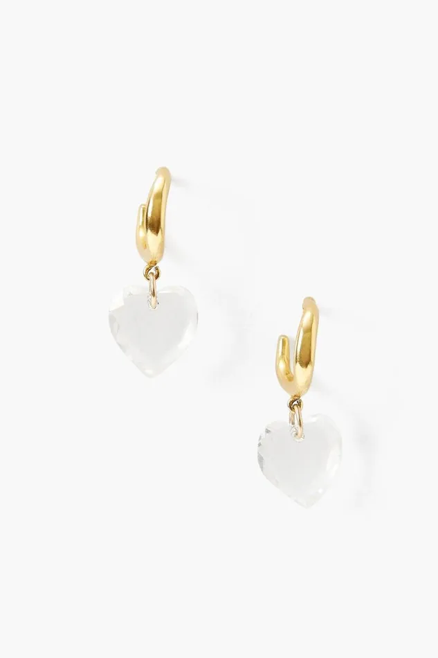 Chan Luu Crystal Heart Huggie Earrings Women Earrings