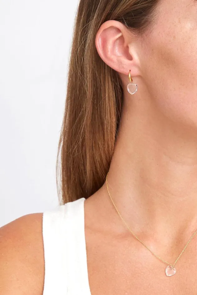 Chan Luu Crystal Heart Huggie Earrings Women Earrings
