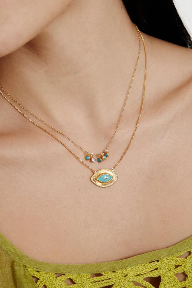 Chan Luu Delilah Charm Necklace Turquoise Mix Women Necklaces