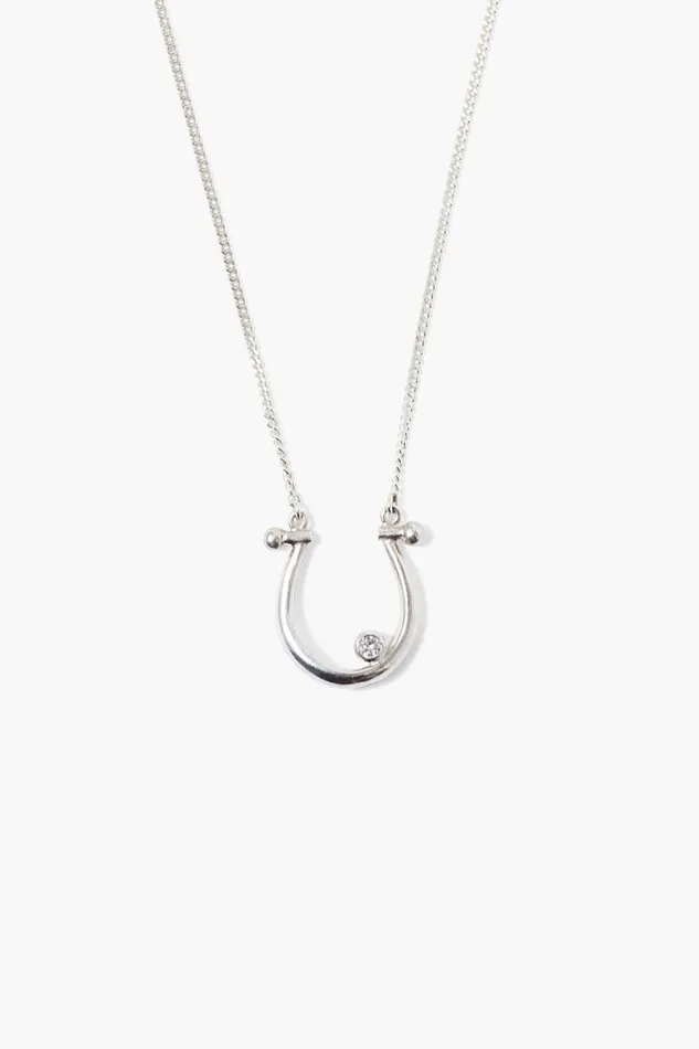 Chan Luu Diamond Horseshoe Necklace Silver Women Necklaces