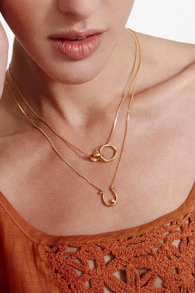 Chan Luu Diamond Horseshoe Necklace Yellow Gold Women Necklaces
