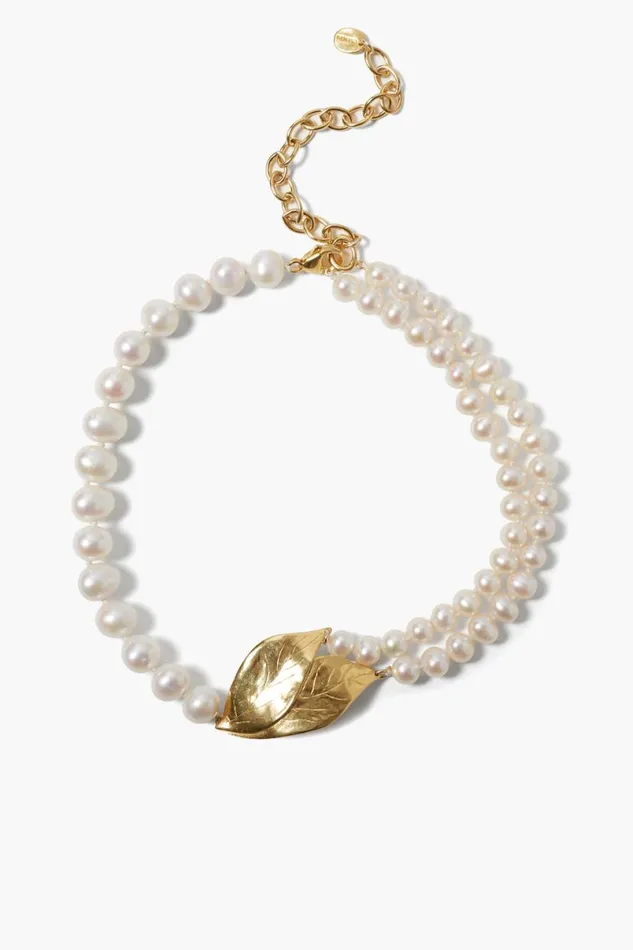 Chan Luu Falling Leaf Necklace White Pearl Women Necklaces