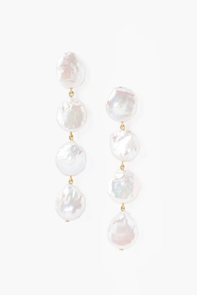 Chan Luu Four Tiered White Keshi Pearl Earrings Women Earrings