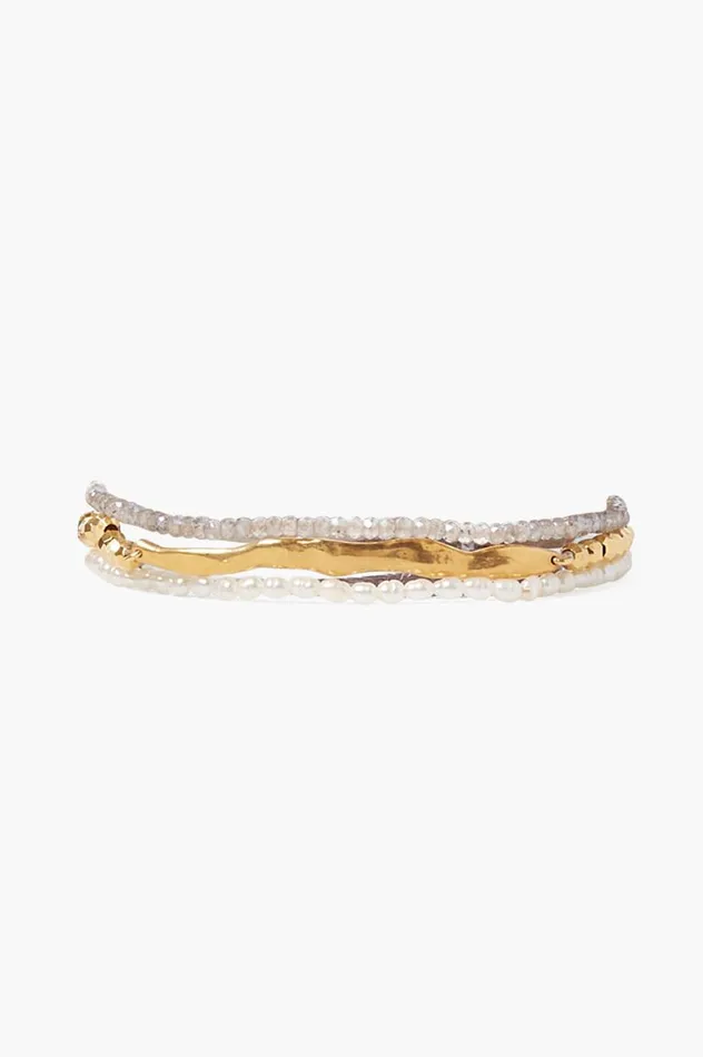 Chan Luu Gold Wave Triple Naked Wrap Bracelet Labradorite Mix Women Bracelets