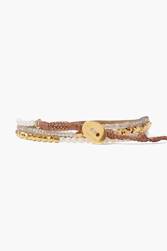 Chan Luu Gold Wave Triple Naked Wrap Bracelet Labradorite Mix Women Bracelets