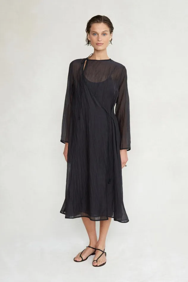 Chan Luu Heather Wrap Dress Caviar Women Dresses