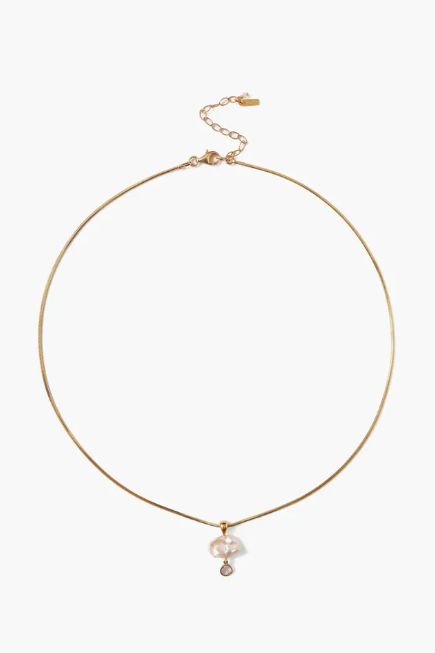 Chan Luu Hilo Pearl And Diamond Necklace Gold Women Necklaces