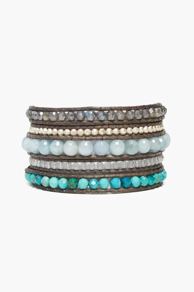 Chan Luu Horizon Wrap Bracelet Aquamarine Mix Women Bracelets