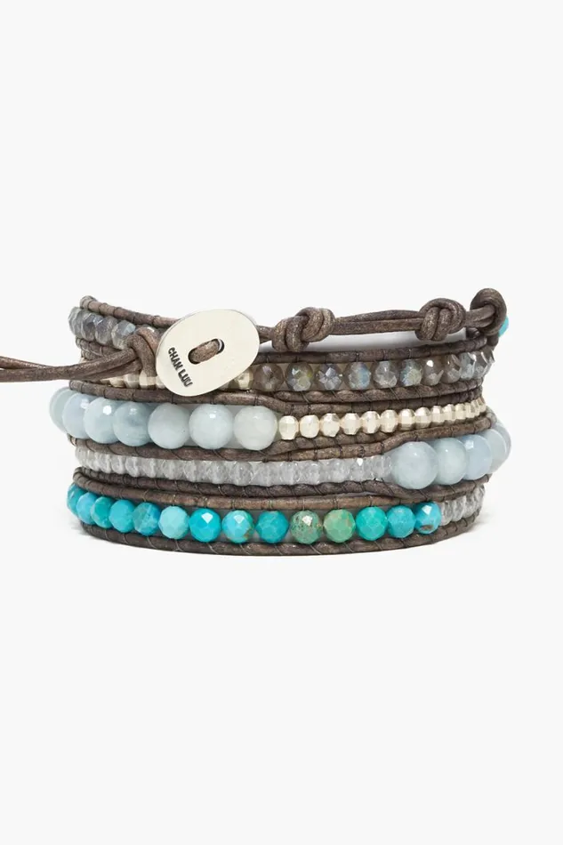 Chan Luu Horizon Wrap Bracelet Aquamarine Mix Women Bracelets