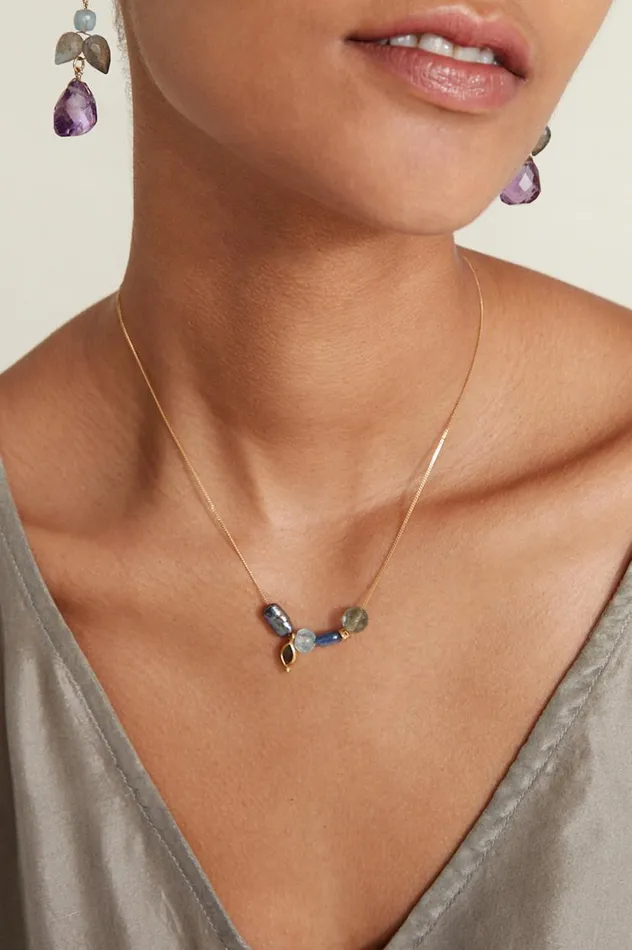 Chan Luu Indira Charm Necklace Blue Mix Women Necklaces
