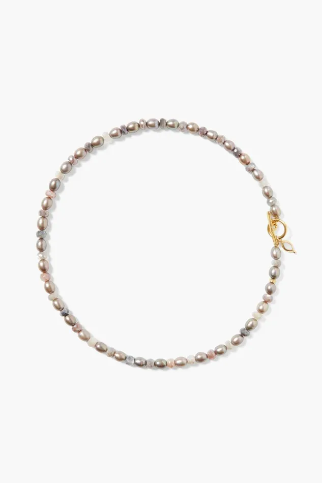 Chan Luu Indira Toggle Necklace Taupe Pearl Mix Women Necklaces
