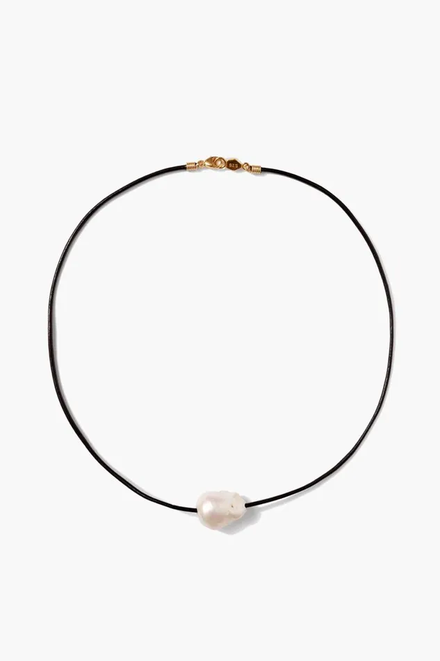 Chan Luu Isla Pearl Necklace Black Women Necklaces