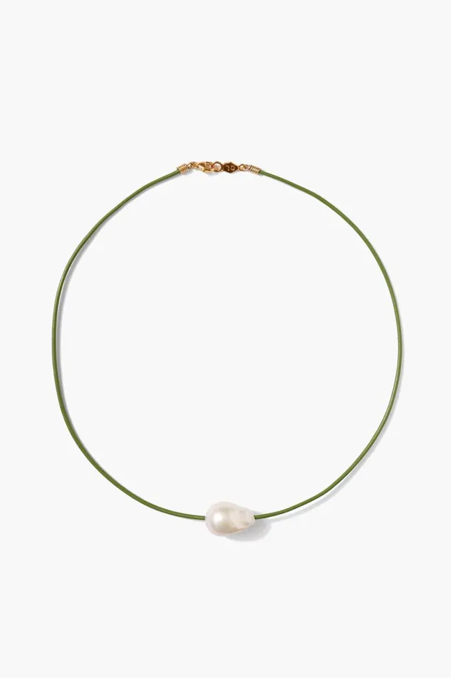 Chan Luu Isla Pearl Necklace Green Women Necklaces