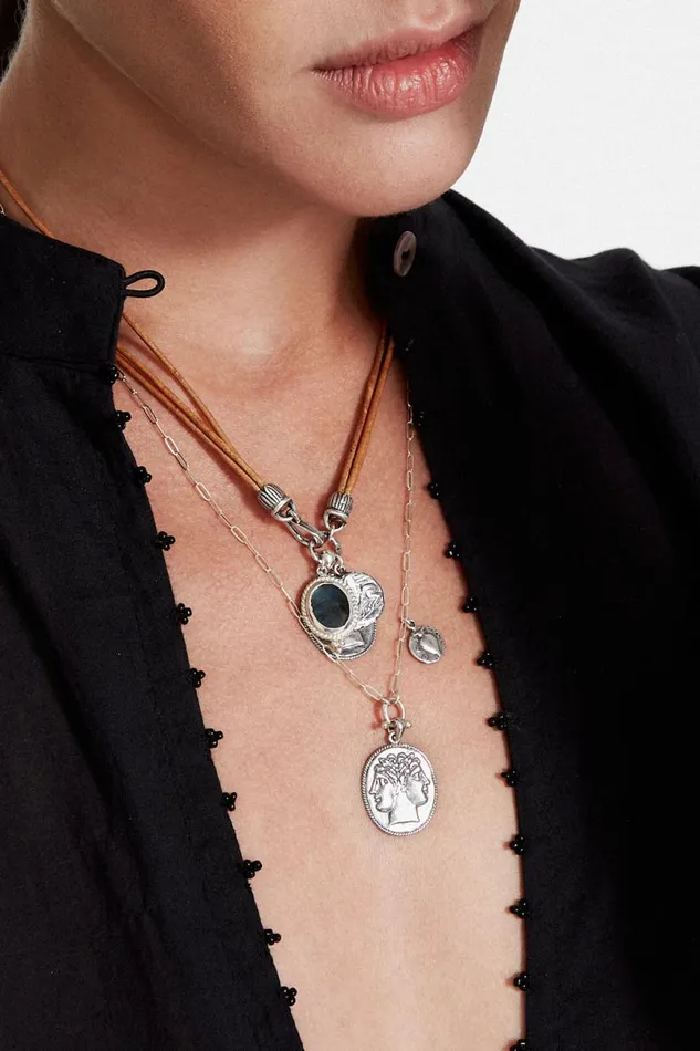Chan Luu Janus Coin Necklace Silver Women Necklaces