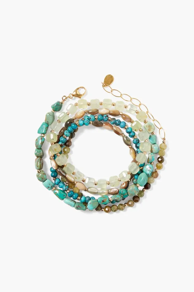 Chan Luu Keyes Naked Wrap Bracelet Turquoise Mix Women Bracelets