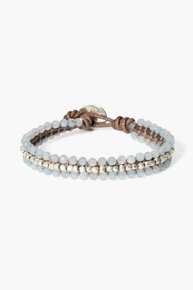 Chan Luu Koa Cuff Wrap Bracelet Aquamarine Women Bracelets