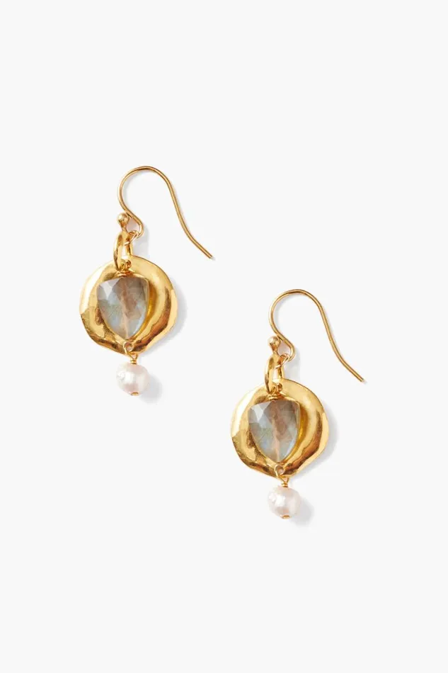 Chan Luu Labradorite and Pearl Ostra Earrings Women Earrings