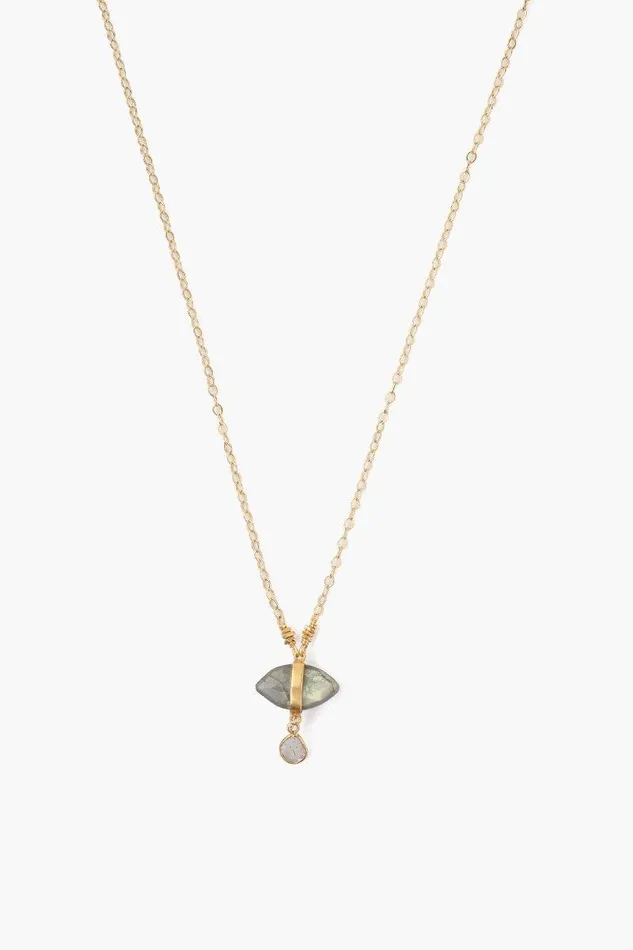 Chan Luu Labradorite Evil Eye And Sliced Diamond Charm Necklace Women Necklaces