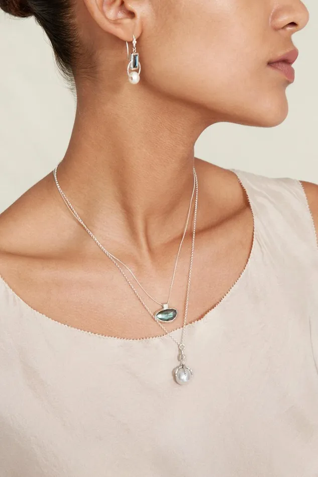 Chan Luu Lark Pendant Necklace Grey Pearl Women Necklaces