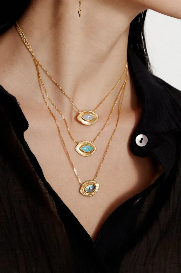 Chan Luu Mariya Evil Eye Necklace Labradorite Women Necklaces